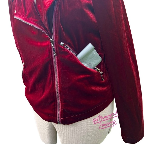 Bagatelle [NWT] Burgundy Wine Velvet-like Moto Jacket - Size Large - Picture 11 of 14
